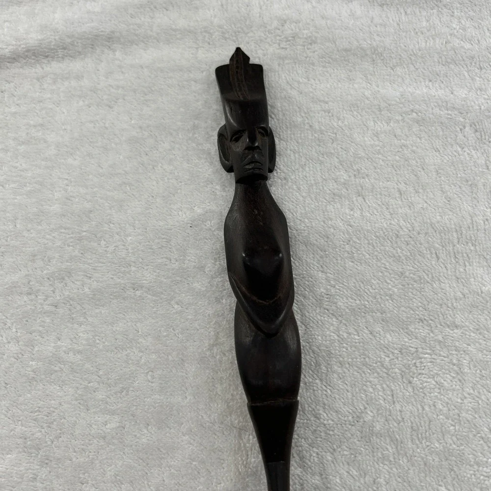 Vintage Hand Carved wood carving head letter opener 14